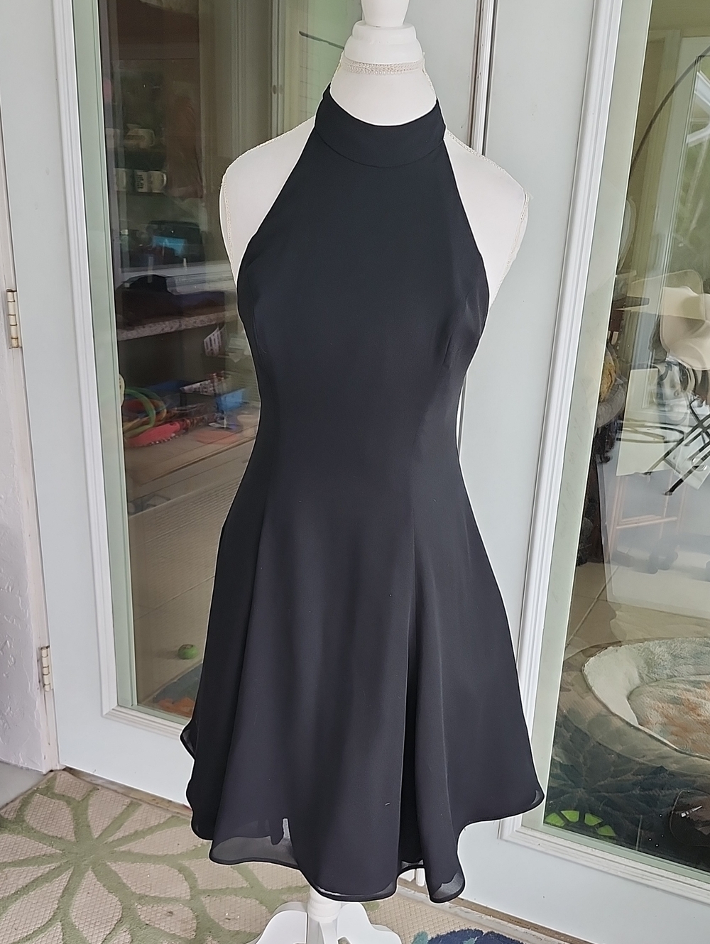 Black Halter Neck A-Line Dress